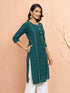 Women's Green Cotton Ikkat Kurta